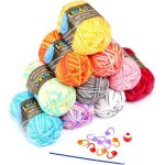 Pelotes de laine multicolores - sightmark - 10x50g - acrylique et coton - 150 m par pelote - multicolore ...