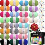 Pelote de laine � tricoter 28 x 25 g - fil acrylique avec crochets en aluminium - marqueurs de point ...