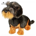 Peluche - anima - teckel  poil dur - 30 cm - noir / marron - intrieur