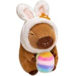 Peluche capybara tenant un ?uf de p�ques 20cm jouet en peluche avec chapeau � oreilles de lapin pour ...
