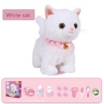 Peluche chat blanc interactif avec sons et marche8 accessoires de soin complets pour enfantsjouet �lectrique ...