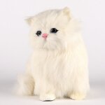 Peluche chat blanc r�aliste - ty persan poils longs doux - petite qui tient debout