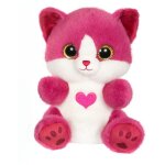 Peluche chat - gipsy toys - berry - rose framboise - 23 cm - c?ur sur le ventre