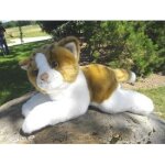 Peluche chat roux et blanc couche 30cm - anima - collection animaux de compagnie
