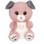 Peluche chien - gipsy toys - candy - rose poudr� et gris - 23 cm - c?ur sur le ventre