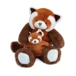Peluche doudou & compagnie unicef - panda & b�b� - orange - 25 / 34 cm