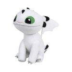 Peluche dragons : bb dragon blanc pirouette 37 cm - peluche licence dragons - doudou enfant