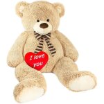 Brubaker peluche g�ante xxl - ours / nounours - 15 m - beige - c?ur en peluche i love you inclus