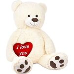 Brubaker peluche g�ante xxl - ours / nounours - 100 cm - blanc - c?ur en peluche i love you inclus