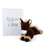 Peluche - histoire dours - cheval allong - alezan - 35 / 44 cm