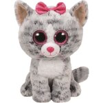 Peluche kiki le chat - ty - 15 cm - gris et rose - pour enfant - gamme plush