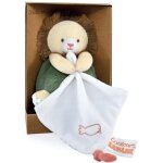Peluche lion beige avec doudou mouchoir