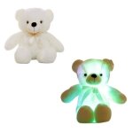 Peluche lumineuse ourson blanc pour enfant - veilleuse led avec couleurs changeantes