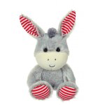 Peluche - les marinières - âne gris rayures rouges - 24 cm Peluche - les marinières - âne gris rayures rouges - 24 cm