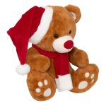 Peluche ours brun bonnet no�l 48cm marron