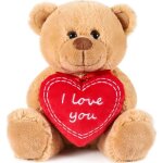 Peluche ours / nounours - henry brubaker - 25 cm - marron - c?ur en peluche i love you inclus