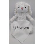 Peluche - personnalisable - lapin blanc - hauteur 30 cm - bandana 62 x 42 cm - mixte Peluche - personnalisable - lapin blanc - hauteur 30 cm - bandana 62 x 42 cm - mixte