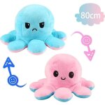 Peluche pieuvre reversible geante 80cm rose et bleu double face humeur flip poulpe mignonne jouet doudou ...