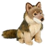 Peluche - uni - toys - loup assis - marron - intrieur - plush