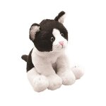 Peluche - yomiko classics - chat assis noir - blanc - 7 cm - surface lavable