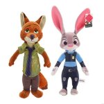 Lot de 2 peluches zootopia 40 cm ? judy hopps & nick wilde figurines disney pour enfant et collection ...
