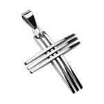 Pendentif - pas cher - acier inoxydable - 3 croix - argent� - mixte