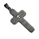 Pendentif - acier - noir - croix latine - mixte - adulte