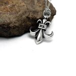 Pendentif argent - fleur de lys - acier + chane