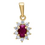 Pendentif - brillaxis - marguerite - or jaune 18 carats - rubis ovale - diamants