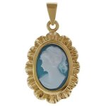 Pendentif cam� bleu plaqu� or 18 carats
