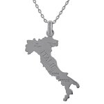 Pendentif carte ditalie en argent 925 rhodi� avec cha�ne - mixte