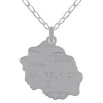 Pendentif carte de la runion en argent 925 + chane argent 50cm - mixte