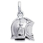 Pendentif casque de pompier 3d en argent 925