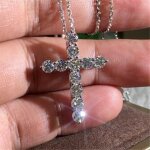 Pendentif en argent sterling avec croix cz et moissanite pour hommes et femmes