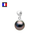 Pendentif - compagnie g�n�rale des perles - v�ritable perle de tahiti 9 - 10 mm - or blanc 18 cts - femme ...