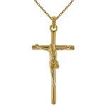 Pendentif croix christ plaqu� or 18 carats + cha�ne plaqu� or 42cm - dor�e - adulte - plaqu� or - dor� ...