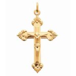 Pendentif croix christ plaqu or 18 carats - option chaine plaqu or:sans