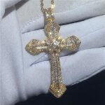 Pendentif croix en diamant or 14k et argent sterling 925 pour femmes - type gold