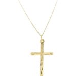 Pendentif croix strié en or 375 / 1000 + chaîne or Pendentif croix strié en or 375 / 1000 + chaîne or