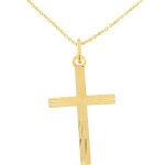 Pendentif croix stri�e or jaune 375 / 1000 + cha�ne offerte