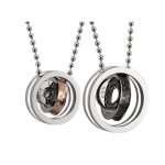 Pendentif - eternal love - 2 anneaux - acier inoxydable - noir - pour homme et femme