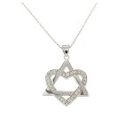Pendentif etoile de david en argent + chane offerte