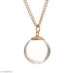 Pendentif - or rose - mini boule - verre - 18 cm - bijoux personnalisables
