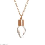 Pendentif - or rose - fiole en verre - 3 cm - goutte - bijoux personnalisables