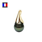 Pendentif fleur - compagnie gnrale des perles - perle de tahiti 9 - 10 mm - or jaune 18 cts - bijou ...