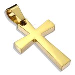 Pendentif homme - acier dor� - croix latine personnalisable - chaine incluse
