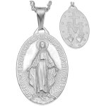 Pendentif homme m�daillon vierge miraculeuse marie acier argent� cha�ne - sautoir - collier