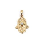 Pendentif main de fatma zirconium transparent plaqué or 750 / 000 garanti Pendentif main de fatma zirconium transparent plaqué or 750 / 000 garanti