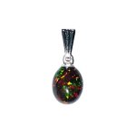 Pendentif opale noire - pierre plate Pendentif opale noire - pierre plate