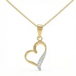 Pendentif or jaune coeur serti de diamants - collier chaine dor�e offerte